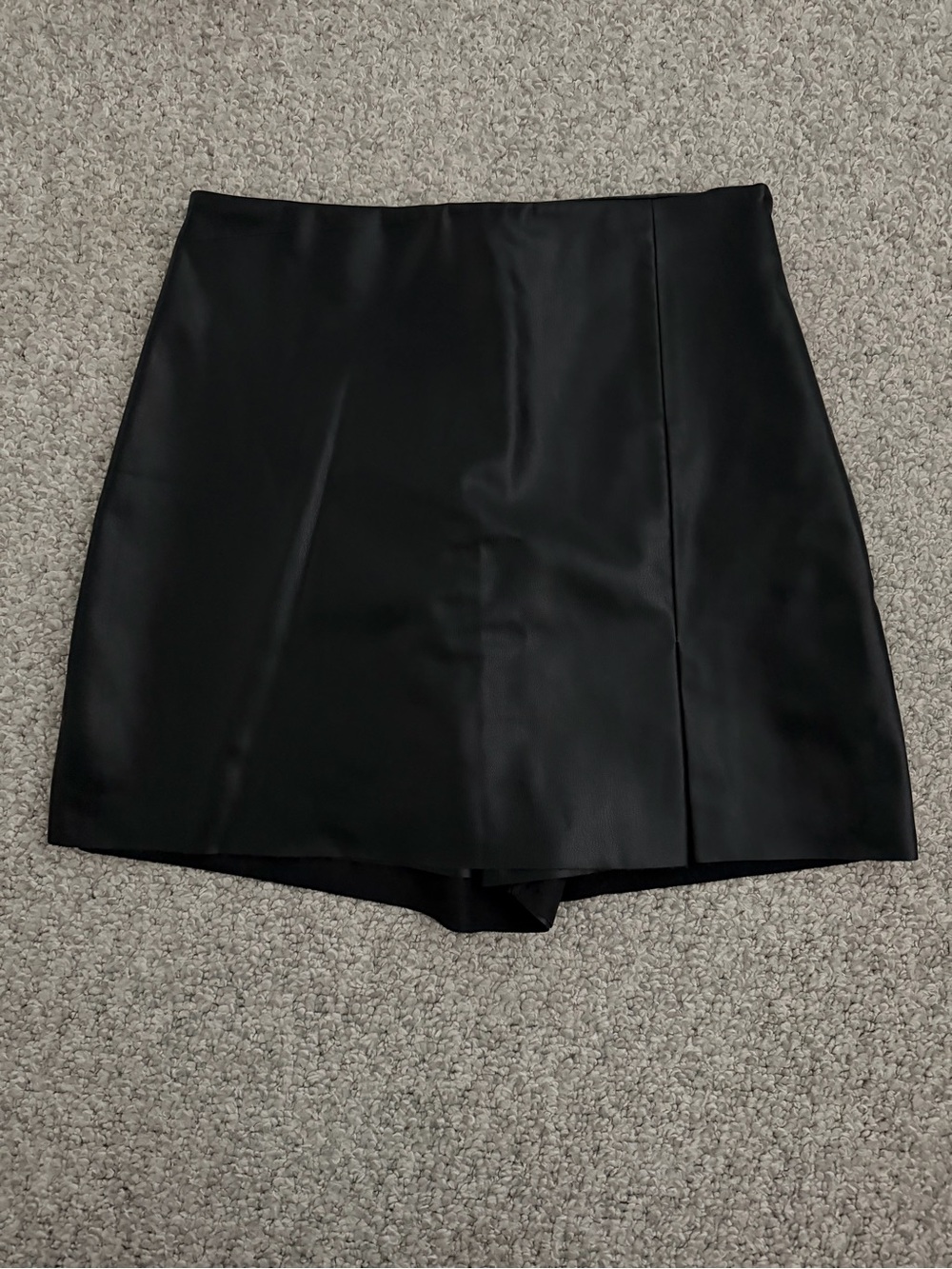 Zara Black Faux Leather Mini Skort